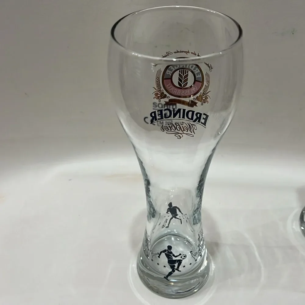 Erdinger Weissbrau Aus Bayern Glasses German Football World Cup Beer Set Of 2